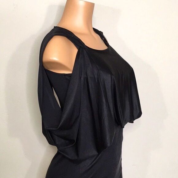 CHARLES HENRY black dress with drape bodice. New - Picture 5 of 9